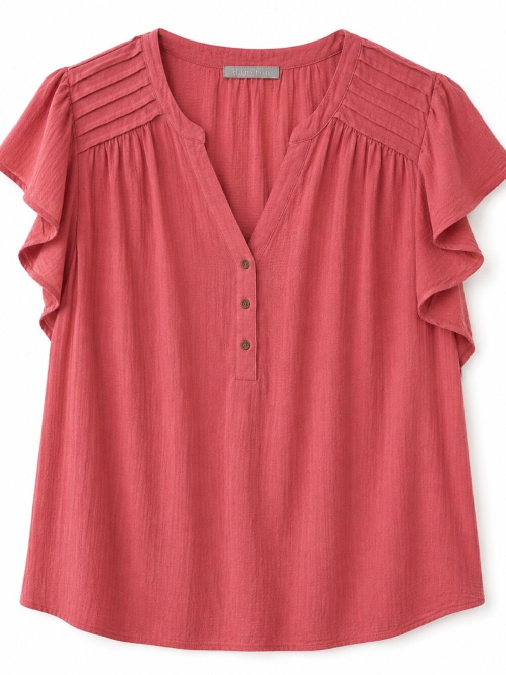 Daniel Rainn 2X Pink Flutter Sleeve Feminine Romantic Blouse